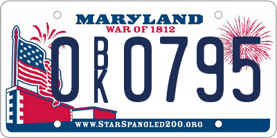 MD license plate 0BK0795