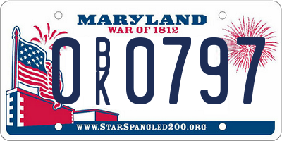 MD license plate 0BK0797