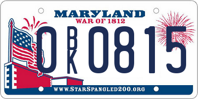 MD license plate 0BK0815