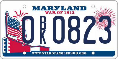 MD license plate 0BK0823