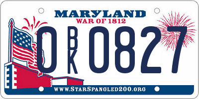 MD license plate 0BK0827