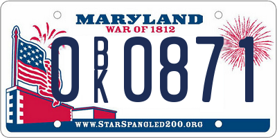 MD license plate 0BK0871