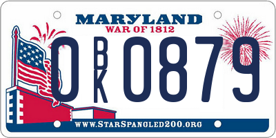 MD license plate 0BK0879