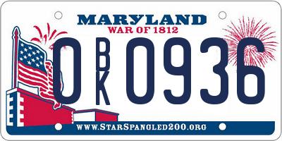 MD license plate 0BK0936