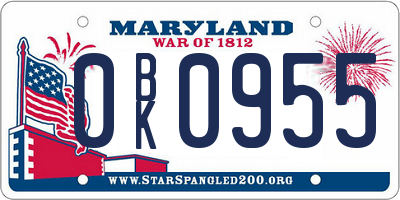 MD license plate 0BK0955