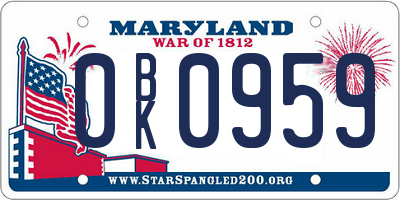 MD license plate 0BK0959