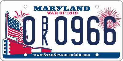 MD license plate 0BK0966