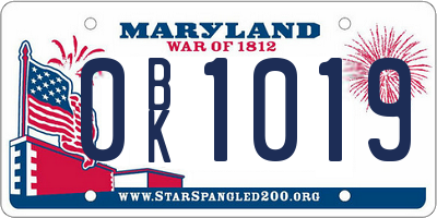 MD license plate 0BK1019