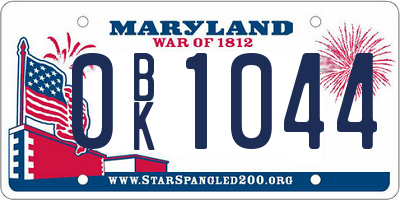 MD license plate 0BK1044