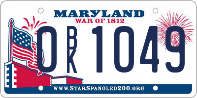 MD license plate 0BK1049