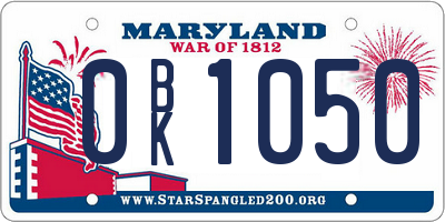 MD license plate 0BK1050