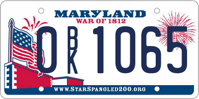 MD license plate 0BK1065
