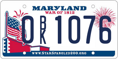 MD license plate 0BK1076