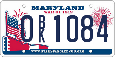 MD license plate 0BK1084