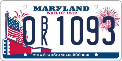 MD license plate 0BK1093