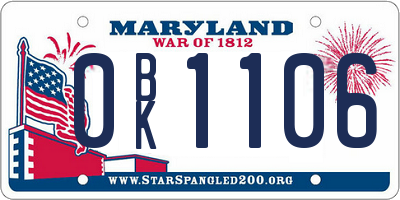 MD license plate 0BK1106