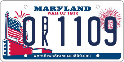 MD license plate 0BK1109