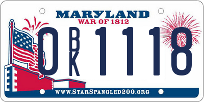 MD license plate 0BK1118
