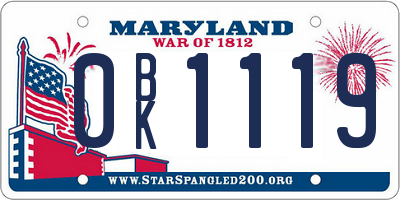 MD license plate 0BK1119