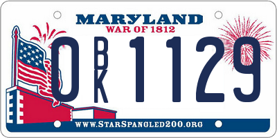 MD license plate 0BK1129