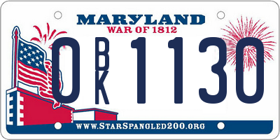 MD license plate 0BK1130