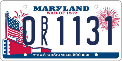 MD license plate 0BK1131