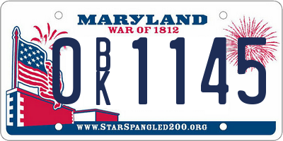 MD license plate 0BK1145