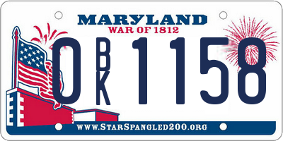 MD license plate 0BK1158