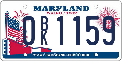 MD license plate 0BK1159