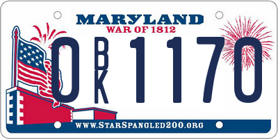 MD license plate 0BK1170
