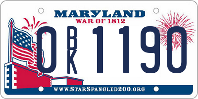MD license plate 0BK1190