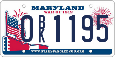 MD license plate 0BK1195