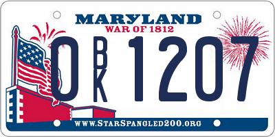 MD license plate 0BK1207
