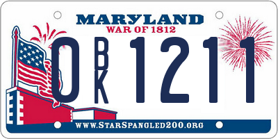 MD license plate 0BK1211