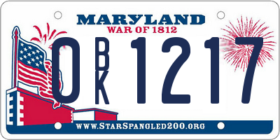 MD license plate 0BK1217