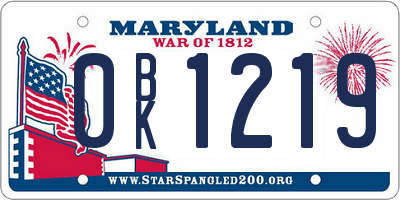 MD license plate 0BK1219