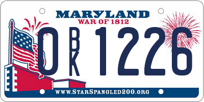 MD license plate 0BK1226