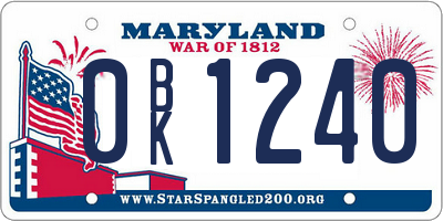 MD license plate 0BK1240