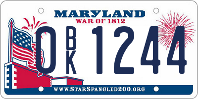 MD license plate 0BK1244