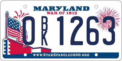 MD license plate 0BK1263