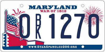 MD license plate 0BK1270