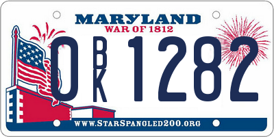MD license plate 0BK1282