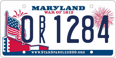 MD license plate 0BK1284