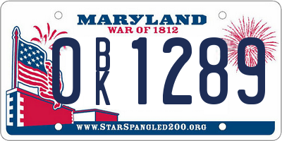 MD license plate 0BK1289
