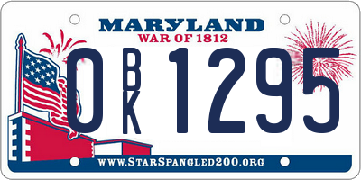 MD license plate 0BK1295
