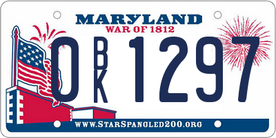 MD license plate 0BK1297