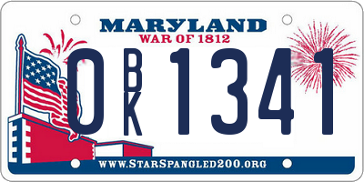 MD license plate 0BK1341