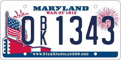MD license plate 0BK1343
