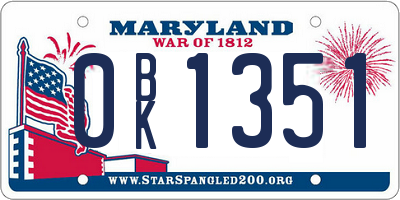 MD license plate 0BK1351