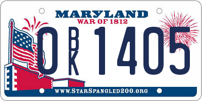 MD license plate 0BK1405